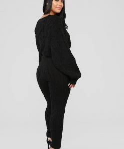 Fashion Nova Meet Me Half Way Sweater - Black Teddies & Babydolls