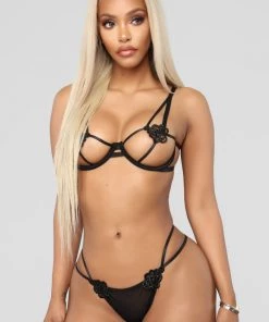 Fashion Nova Your Side Of The Bed 2 Piece Set - Black