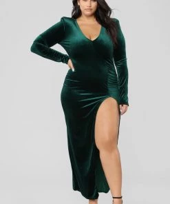 Fashion Nob Love Sex Magic Velvet Dress - Hunter