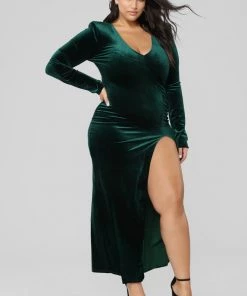 Fashion Nob Love Sex Magic Velvet Dress - Hunter