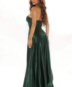 Fashion Nova Live For Tonight Satin Maxi Gown - Hunter DRESSES