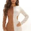 Mysite Be Yourself Sequin Mini Dress - Cream/combo