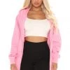 Fashion Nova Stole Your Boyfriend's Oversized Zip Up Hoodie - Pink