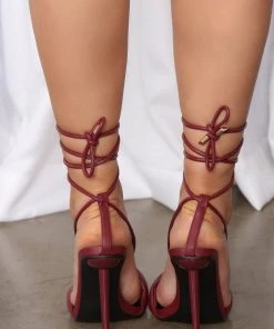 Fashion Nova SHOES Count Your Blessings Wrap Up Heels - Wine