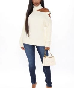 Fashion Nova Serving Looks Buckle Sweater - Cream