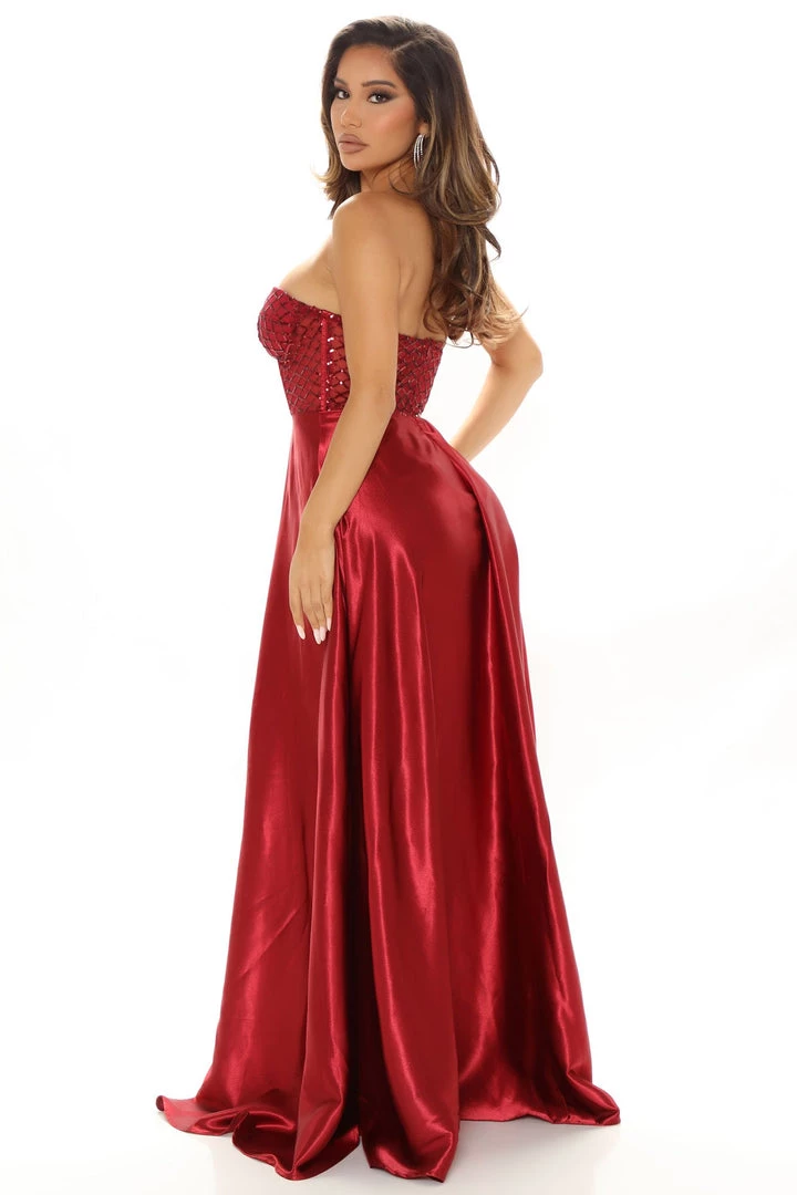 Fashion Nova Live For Tonight Satin Maxi Gown - Burgundy DRESSES 3 Fashion Nova Live For Tonight Satin Maxi Gown - Burgundy DRESSES