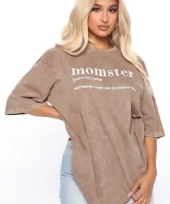 Fashion Nova Teddies & Babydolls Define Momster Tunic Top - Brown