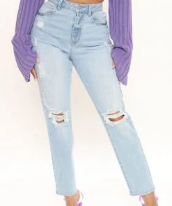 Fashion Nova The Vibe High Rise Mom Jeans - Light Blue Wash