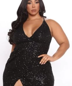 Mysite DRESSES Champagne Taste Sequin Maxi Dress - Black