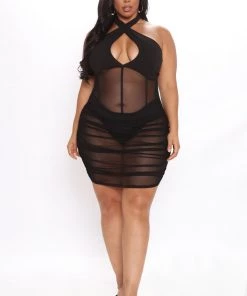 FashionNob DRESSES Always Icy Mesh Mini Dress - Black