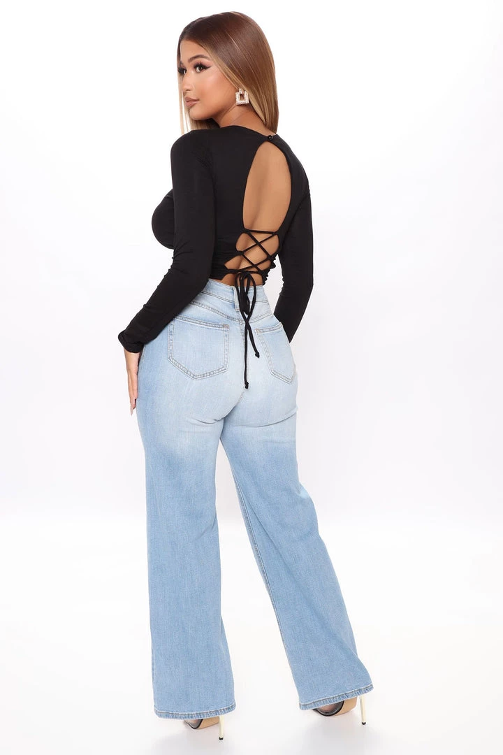 Fashion Nova Sunsets On Venice Backless Long Sleeve Top - Black 4 Fashion Nova Sunsets On Venice Backless Long Sleeve Top - Black