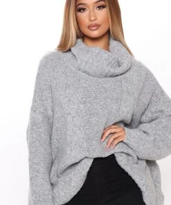 Fashion Nova Waiting For You Sweater - Grey