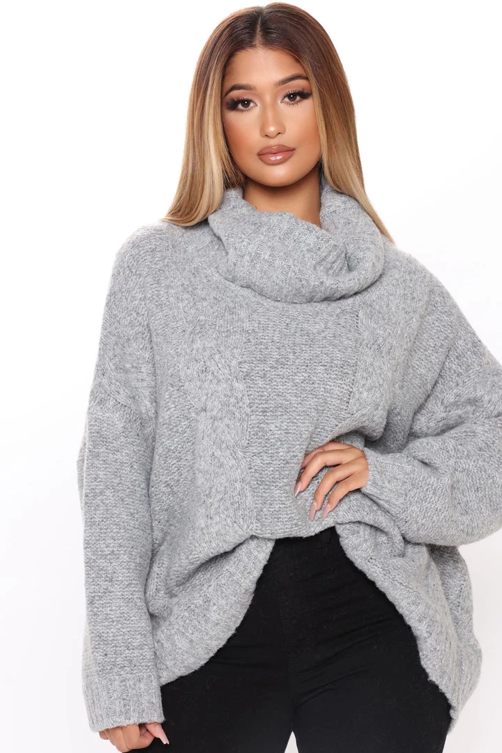 Fashion Nova Waiting For You Sweater - Grey 1 Fashion Nova Waiting For You Sweater - Grey