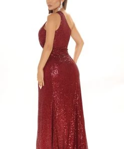Mysite Dressed To Impress Sequin Maxi Dress - Burgundy DRESSES