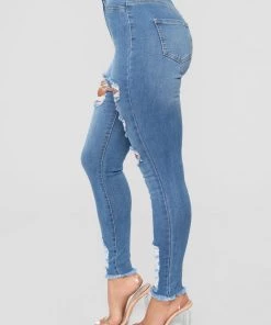 Fashion Nova Influencer Looks Little Miss High Rise Distressed Jeans - Light Blue Wash