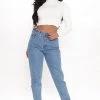 Fashion Nova Let's Rewind Mom Jeans - Medium Blue Wash