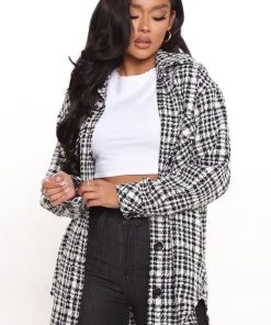 Fashion Nob Checking In Shacket - Black/White Teddies & Babydolls 7 Fashion Nob Checking In Shacket - Black/White Teddies & Babydolls