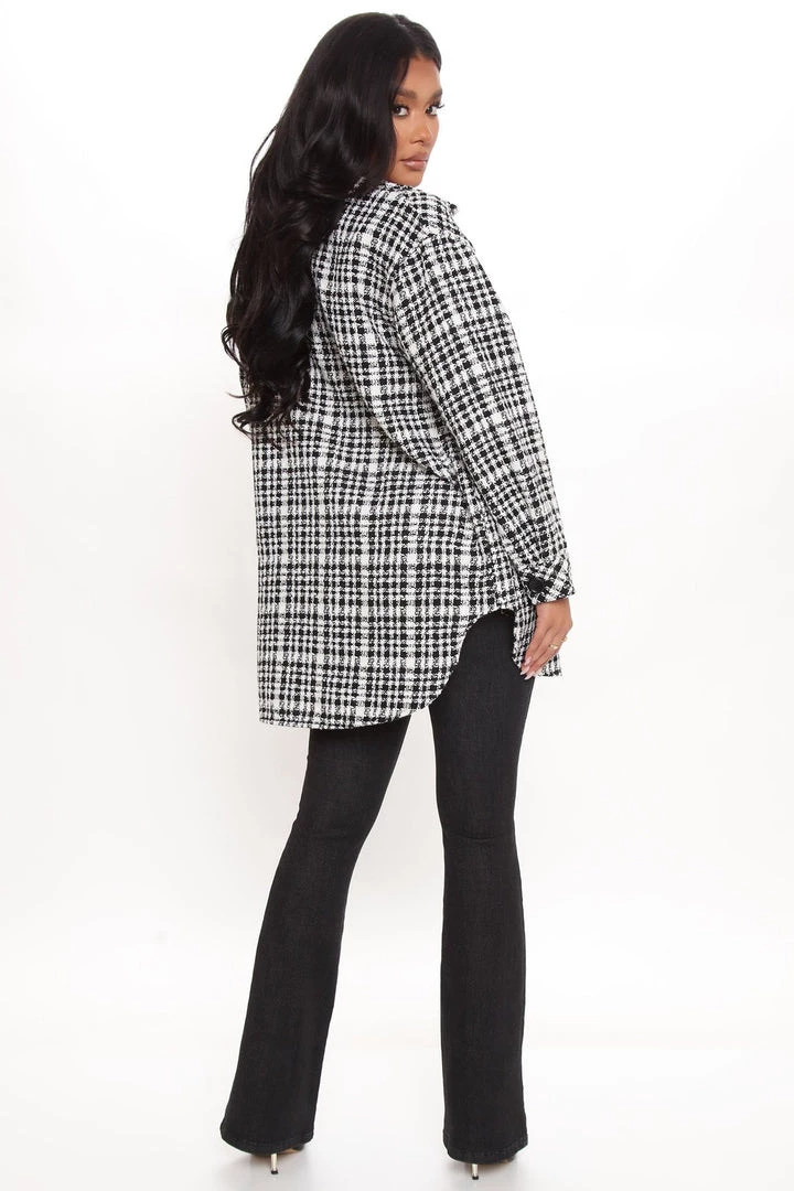 Fashion Nob Checking In Shacket - Black/White Teddies & Babydolls 5 Fashion Nob Checking In Shacket - Black/White Teddies & Babydolls