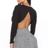 Fashion Nova Teddies & Babydolls Cross Your Mind Backless Top - Black