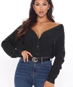 FashionNob Teddies & Babydolls Book Worm Oversize Cardigan - Black