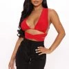Fashion Nova Lemme Drive The Boat Halter Wrap Top - Red