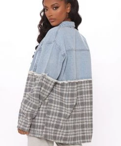 Fashion Nob Kirra Oversized Denim Jacket - Charcoal/combo