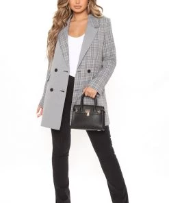 Fashion Nob Office Babe A Little Bit Spicy Blazer - Grey/combo