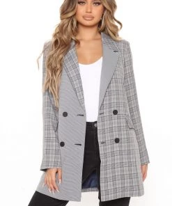 Fashion Nob Office Babe A Little Bit Spicy Blazer - Grey/combo