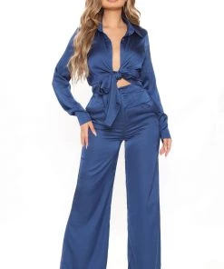 Fashion Nova Got It Like That Satin Jumpsuit - Navy Best Sellers