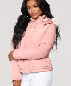 Fashion Nob Lost In Time Puffer Jacket -Mauve Winter Blowout