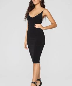 FashionNob Anne Marie Midi Dress - Black DRESSES