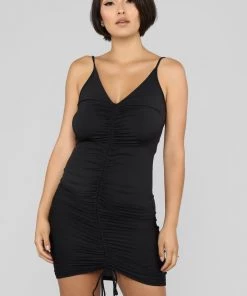 Fashion Nob Shanghai Ruched Dress - Black