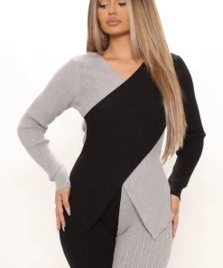 Fashion Nova Living Luxe Sweater Legging Set - Black/combo SETS