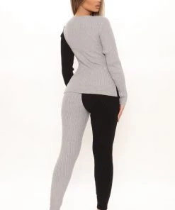 Fashion Nova Living Luxe Sweater Legging Set - Black/combo SETS