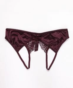 Fashion Nob Unwrap Me Panty - Wine Teddies & Babydolls
