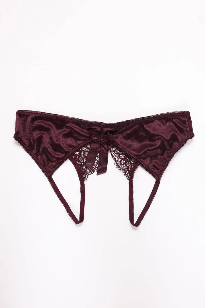 Fashion Nob Unwrap Me Panty - Wine Teddies & Babydolls 2 Fashion Nob Unwrap Me Panty - Wine Teddies & Babydolls