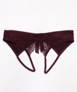 Fashion Nob Unwrap Me Panty - Wine Teddies & Babydolls