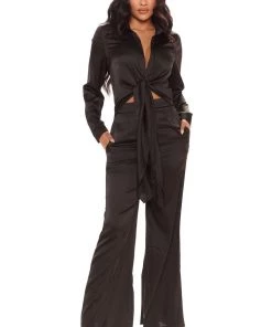 Fashion Nova Got It Like That Satin Jumpsuit - Black Best Sellers