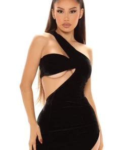 Fashion Nova DRESSES Velvet Drama Maxi Dress - Black