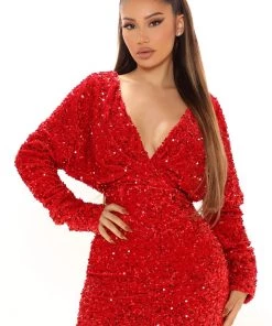 Fashion Nova DRESSES One And Only Sequin Mini Dress - Red