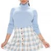 Fashion Nova Taylor Crop Turtleneck Sweater - Light Blue