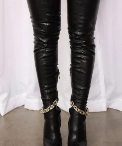Fashion Nova SHOES She's A Flirt Chain Boots - Black