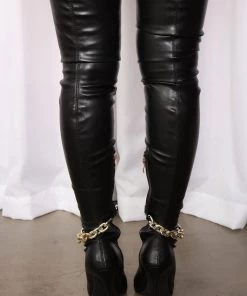 Fashion Nova SHOES She's A Flirt Chain Boots - Black