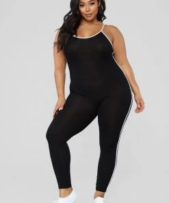 Fashion Nova Influencer Looks Post Gym Selfie Jumpsuit - Black