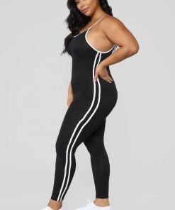 Fashion Nova Influencer Looks Post Gym Selfie Jumpsuit - Black
