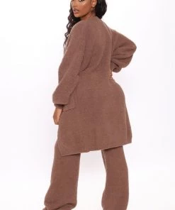 Fashion Nova Living In It Cozy 3 Piece Pant Set - Mocha Influencer Looks