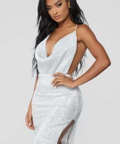 Mysite Dirty Martini Sequin Dress - Silver DRESSES