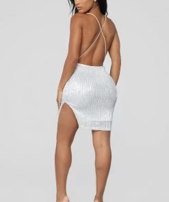 Mysite Dirty Martini Sequin Dress - Silver DRESSES