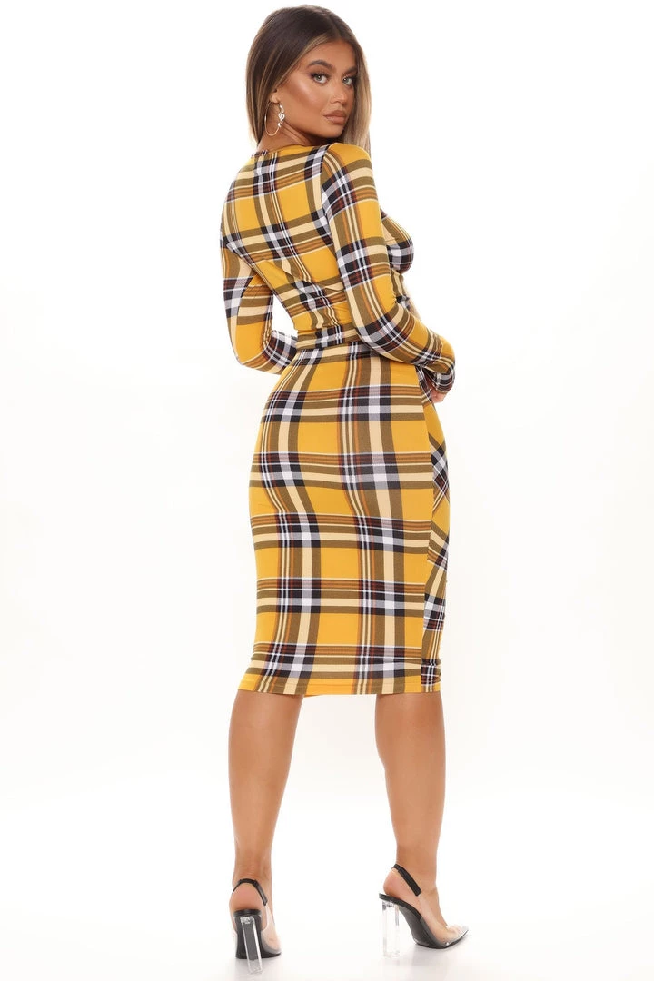 FashionNob SETS All Caught Up Plaid Skirt Set - Mustard/combo 3 FashionNob SETS All Caught Up Plaid Skirt Set - Mustard/combo