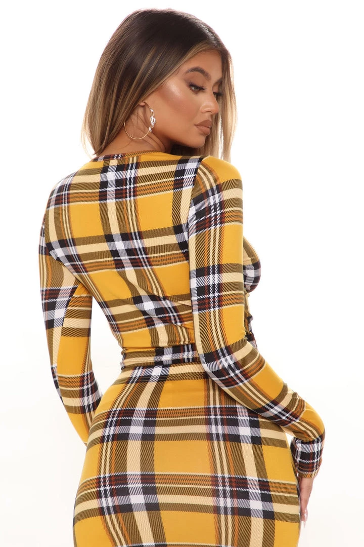 FashionNob SETS All Caught Up Plaid Skirt Set - Mustard/combo 4 FashionNob SETS All Caught Up Plaid Skirt Set - Mustard/combo